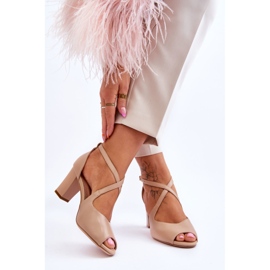 Women's Sandals On Heel Sergio Leone SK864 Dark Beige 2