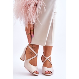 Women's Sandals On Heel Sergio Leone SK864 Pearl Beige 1