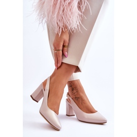 Comfortable Pumps On Heel Sergio Leone SK162 Pearly Beige 2