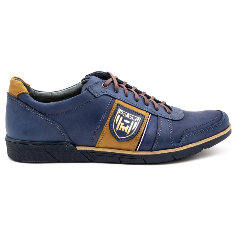 Polbut Men's casual leather shoes 2113 navy blue yellow 1 Polbut Men's casual leather shoes 2113 navy blue yellow 1