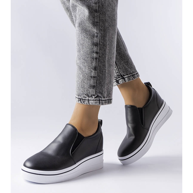 BM Black slip-on wedge sneakers from Francoeur 1