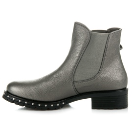 Ideal Shoes Silver Chelsea Boots With A Bow grey 2