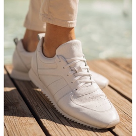 Marco Shoes White grain leather sneakers 1