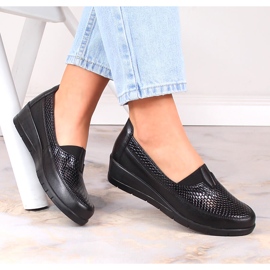 Women's black slip-on wedge shoes T.Sokolski W23-481 1