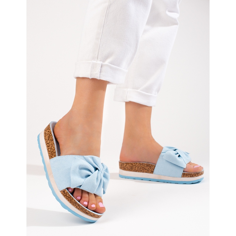 Women's suede platform slippers Vinceza blue 1