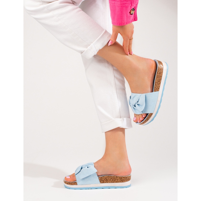 Women's suede platform slippers Vinceza blue 2
