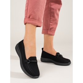 Shelovet women's black textile loafers 1