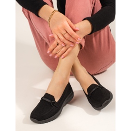 Shelovet women's black textile loafers 2