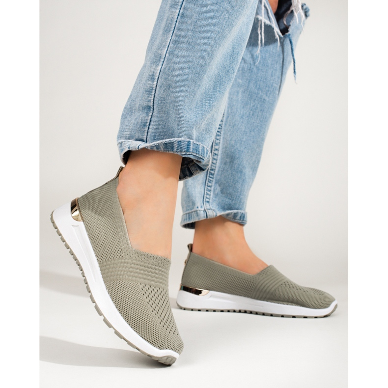 Women's openwork sneakers Shelovet green 1 Women's openwork sneakers Shelovet green 1