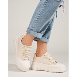 Women's cream sneakers on a high Shelovet platform beige 2