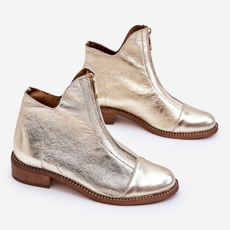 Leather Zipper Boots Nicole 2785/007 Gold golden 1 Leather Zipper Boots Nicole 2785/007 Gold golden 1