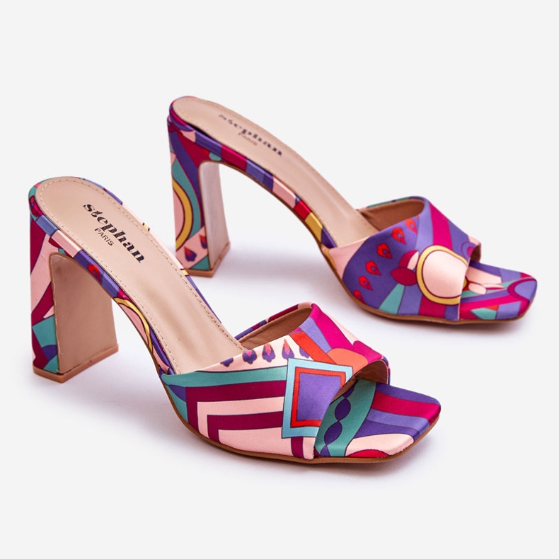 FS1 Women's Patterned Heel Slippers Purple Adelise violet multicolored 1