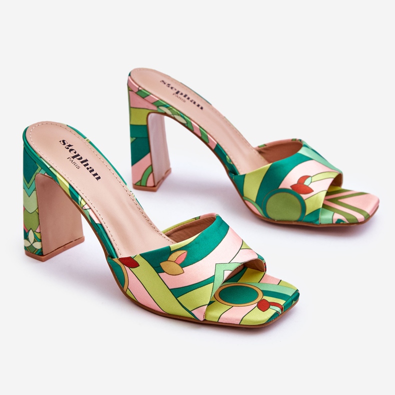 Women's Patterned Heel Slippers Green Adelise multicolored 1