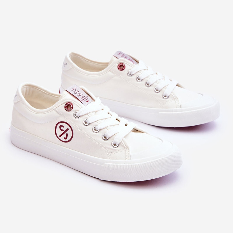 Women's Cross Jeans Fabric Sneakers LL2R4043 White 1
