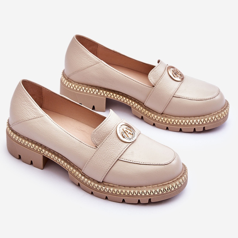 FILIPCZYK Elegant Leather Loafers Light Beige Laverne 1