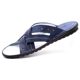 Polbut Men's leather slippers 2104 navy blue 2 Polbut Men's leather slippers 2104 navy blue 2