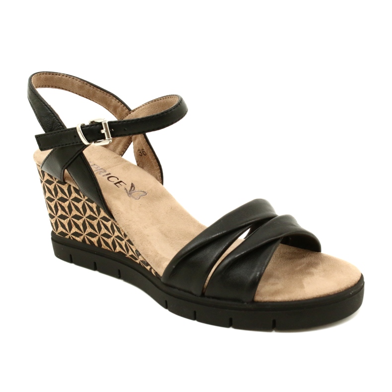 Caprice Wedge Leather Sandals 9-28710-20 040 Black Softnap 1 Caprice Wedge Leather Sandals 9-28710-20 040 Black Softnap 1