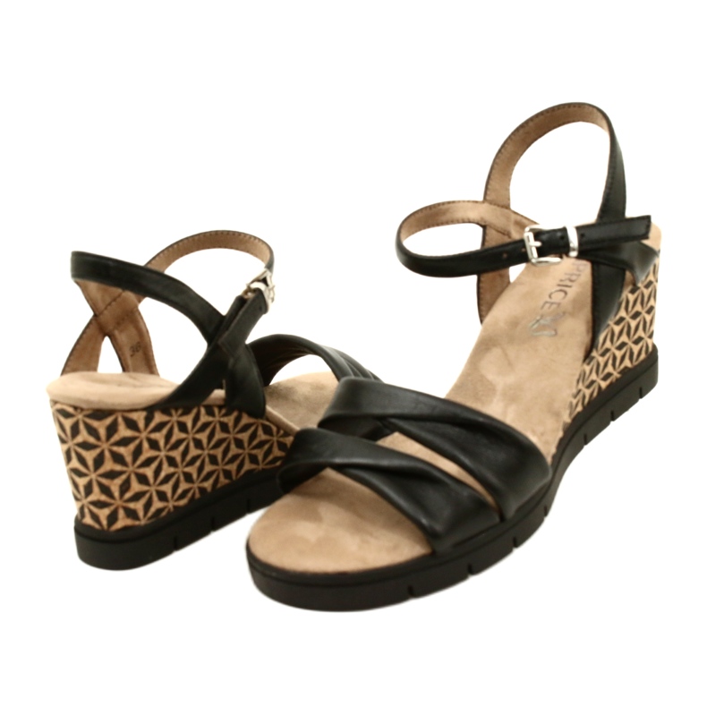 Caprice Wedge Leather Sandals 9-28710-20 040 Black Softnap 4 Caprice Wedge Leather Sandals 9-28710-20 040 Black Softnap 4