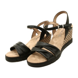 Caprice Wedge Leather Sandals 9-28710-20 040 Black Softnap 3 Caprice Wedge Leather Sandals 9-28710-20 040 Black Softnap 3