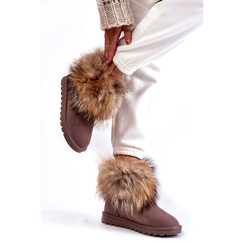 FS1 Women's Alexa Fur Suede Snow Boots beige 2