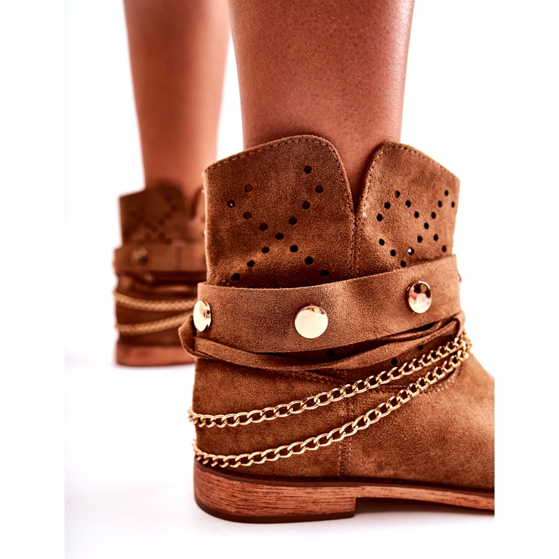 WS1 Suede Booties On A Hidden Wedge Brown Verine 8