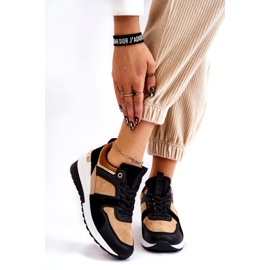 Classic Beige and Black Collide Wedge Sneakers brown 1