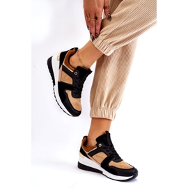 Classic Beige and Black Collide Wedge Sneakers brown 3
