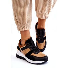Classic Beige and Black Collide Wedge Sneakers brown 4