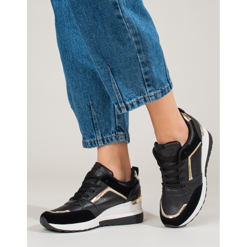 Women's black Shelovet wedge sneakers 1