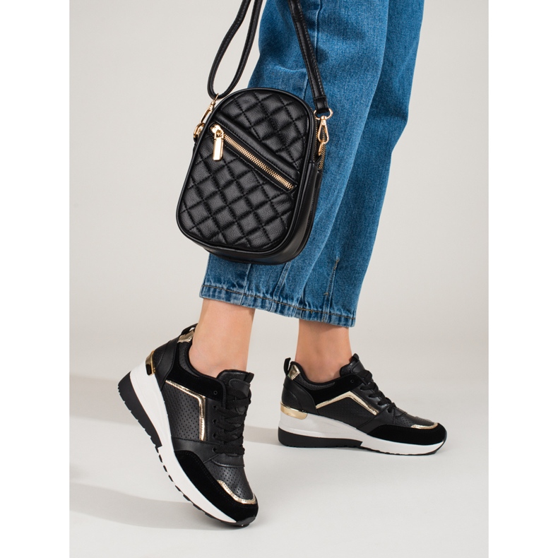 Women's black Shelovet wedge sneakers 2