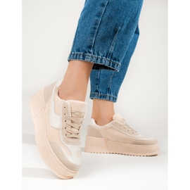 Beige suede boots with a thick platform from Shelovet 1