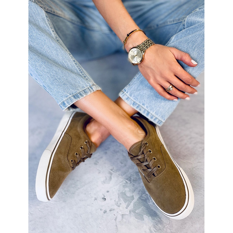 BM Lovis Taupe suede women's sneakers green 1 BM Lovis Taupe suede women's sneakers green 1