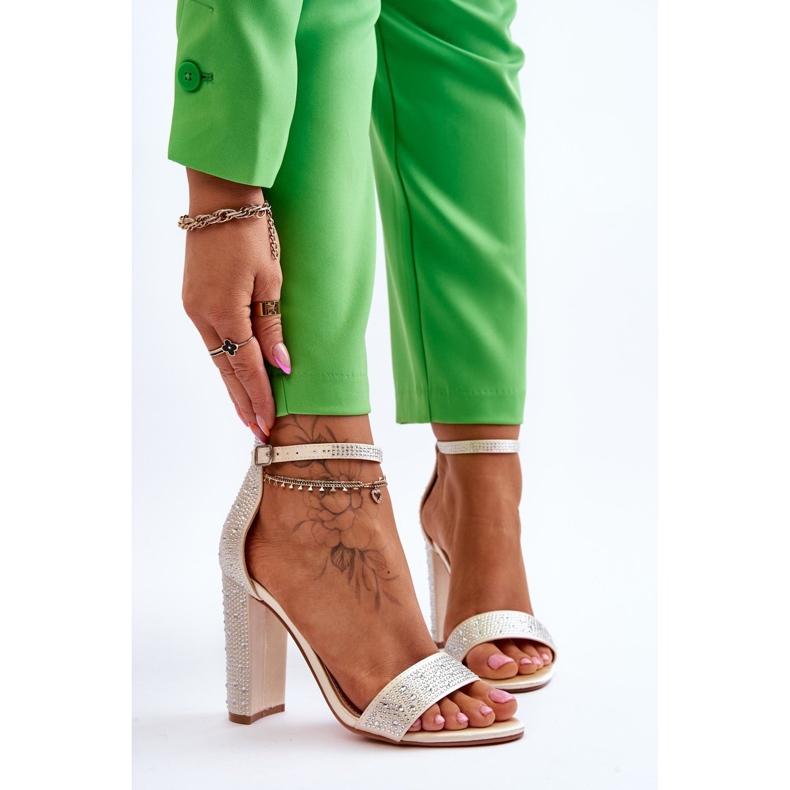 Women's High Heel Sandals With Rhinestones Beige Idealistic 1