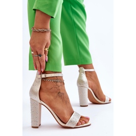 Women's High Heel Sandals With Rhinestones Beige Idealistic 2