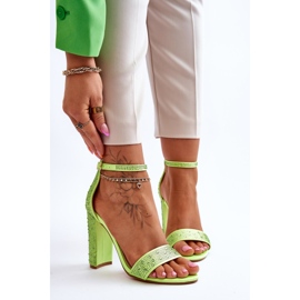 Women's High Heel Sandals With Zircons Green Idealistic 1