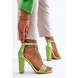 Women's High Heel Sandals With Zircons Green Idealistic 2