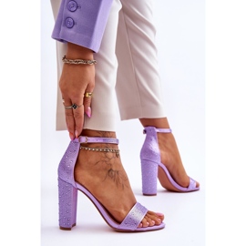 Women's Sandals On High Heels With Zircons Purple Idealistic 2