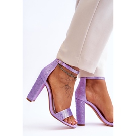Women's Sandals On High Heels With Zircons Purple Idealistic violet 3
