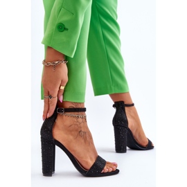 Women's High Heel Sandals With Zircons Black Idealistic 2