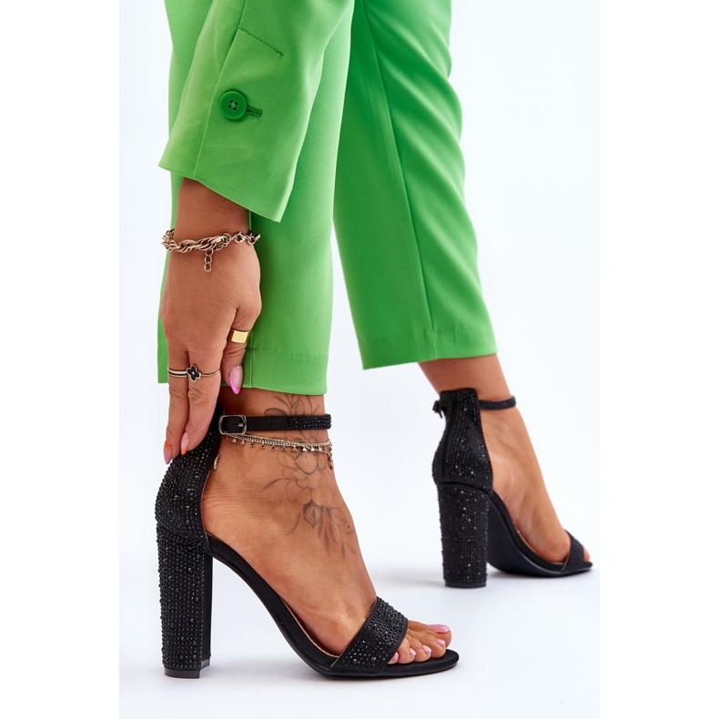 Women's High Heel Sandals With Zircons Black Idealistic 2