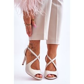 Fashionable Leather Sandals On A High Heel Sergio Leone SK429 Pearl Light Beige 1 Fashionable Leather Sandals On A High Heel Sergio Leone SK429 Pearl Light Beige 1