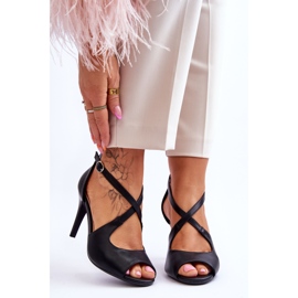 Fashionable Leather Sandals On A Heel Sergio Leone SK429 Black 1 Fashionable Leather Sandals On A Heel Sergio Leone SK429 Black 1