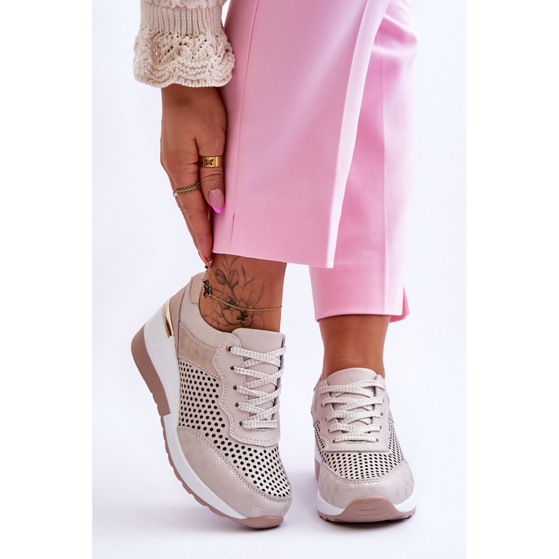 S.Barski Women's Leather Openwork Sneakers Light Beige Virginia 1 S.Barski Women's Leather Openwork Sneakers Light Beige Virginia 1