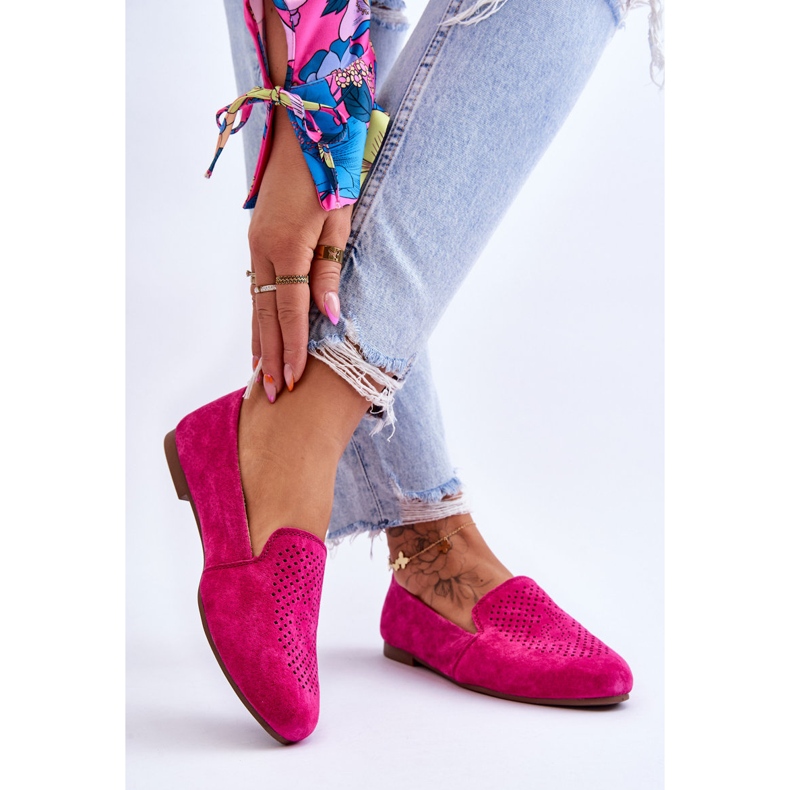 S.Barski Suede Comfortable Loafers Fuchsia Giovana pink 2