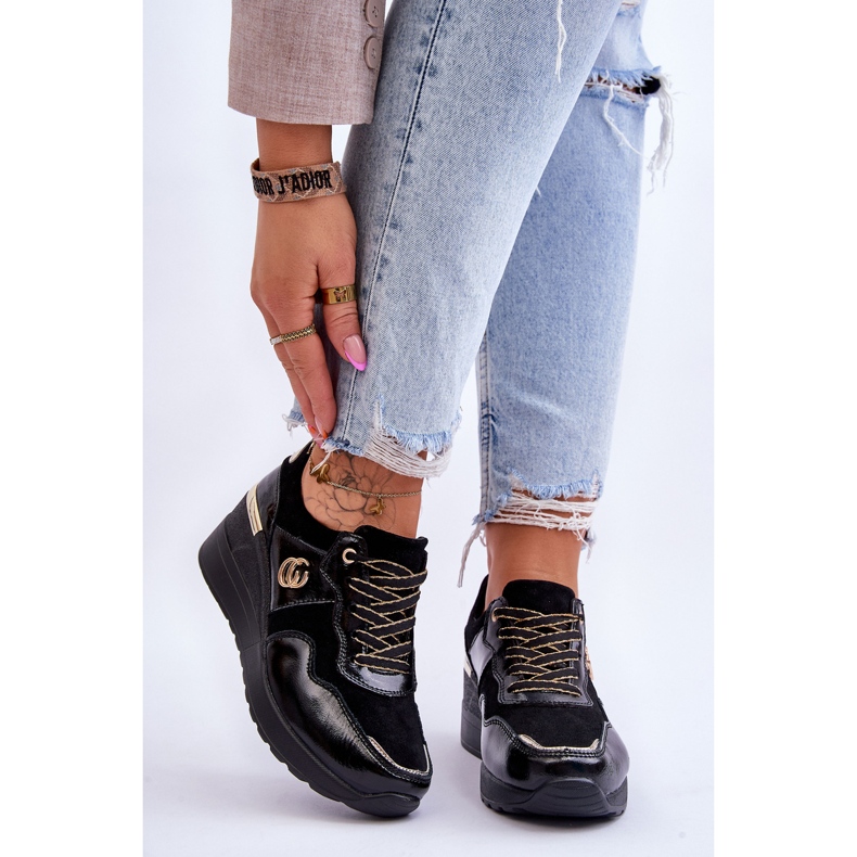 S.Barski Women's Leather Wedge Sports Shoes Black Rebeca 1 S.Barski Women's Leather Wedge Sports Shoes Black Rebeca 1