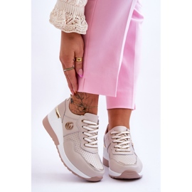S.Barski Women's Rebeca Beige Wedge Leather Sports Shoes 1
