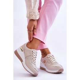 S.Barski Women's Rebeca Beige Wedge Leather Sports Shoes 2