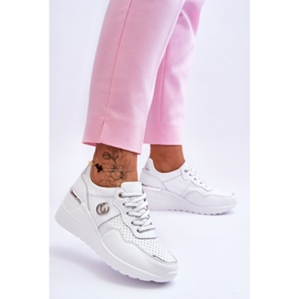 S.Barski Women's Leather Wedge Sports Shoes White-Silver Rebeca 2