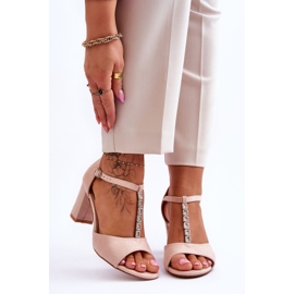 S.Barski Women's Suede Heel Sandals Beige Florines 1