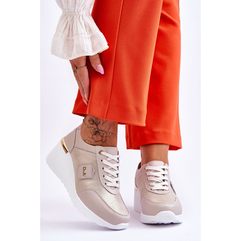 S.Barski Women's Leather Wedge Sneakers Gold Beatris golden 1 S.Barski Women's Leather Wedge Sneakers Gold Beatris golden 1